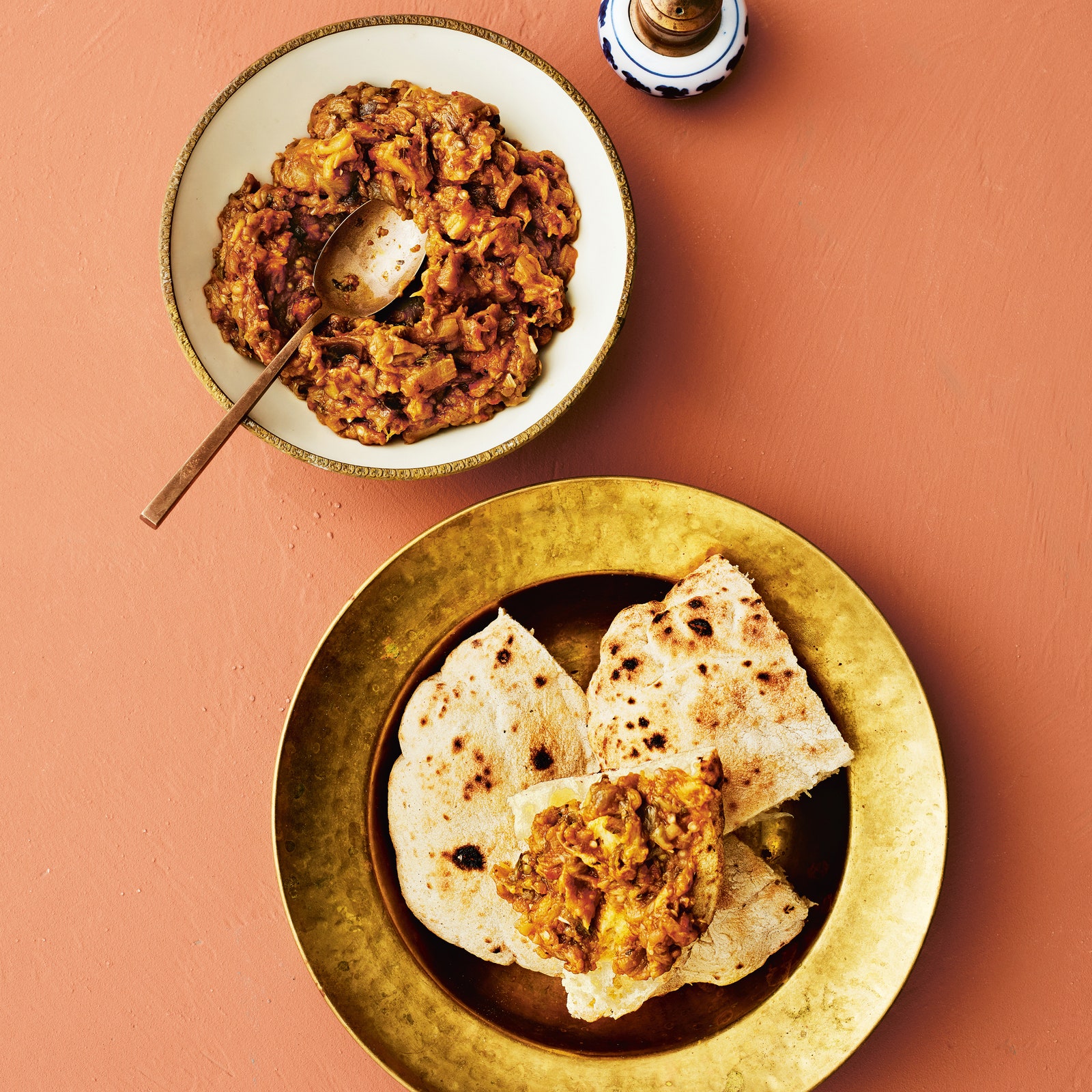 Spicy aubergine, tomato and garlic zaalouk salad