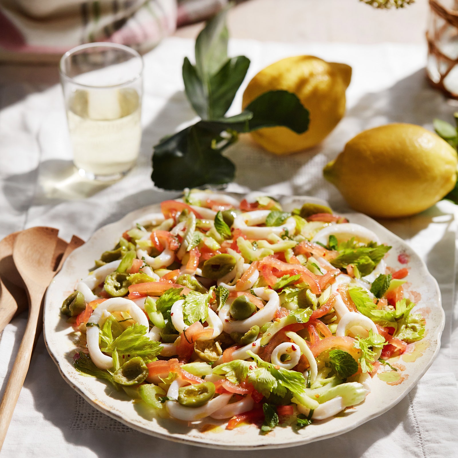 Squid, tomato and celery salad